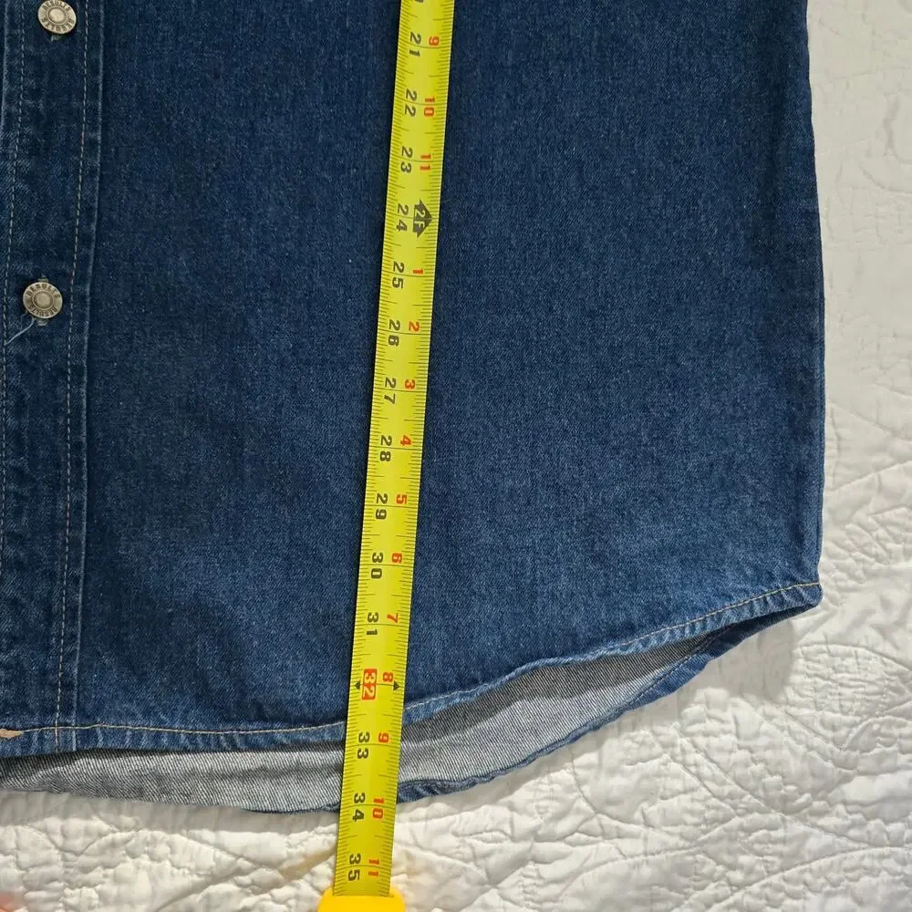 Vintage Results Jeans Men's Denim Oversized Chore Jacket Silver Button Size XL